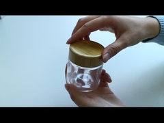 Glass storage containers cosmetic jars with Childproof wood  lids