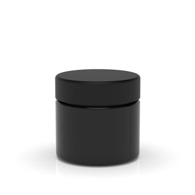 2oz Cr Glass Screw Cap Jars Black Lid Opaque Black Glass Child Proof Glass Jar