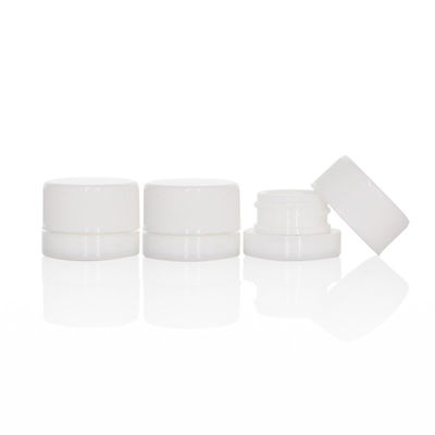 Round White Glass Concentrate Container Square Glass Jar White Lid 5mL