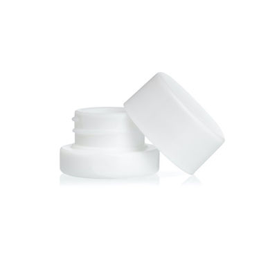 Round White Glass Concentrate Container Square Glass Jar White Lid 5mL