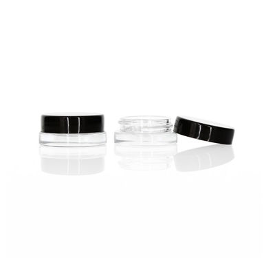 Clear Black Cap Round 7ml Glass Jar Custom