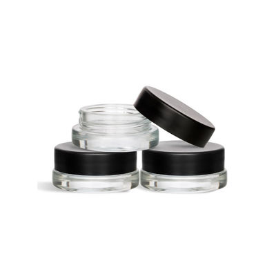 Clear Black Cap Round 7ml Glass Jar Custom