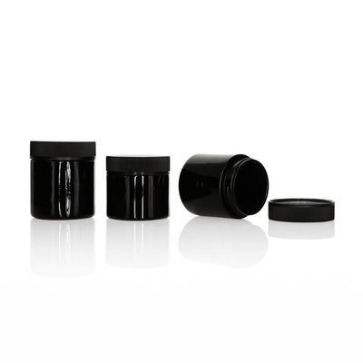 3oz Child Resistant Clear Black Glass Jars Wholesale 3oz Child Resistant wide mouth 3.5g flower jar custom round