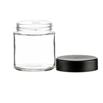 3oz Child Resistant Clear Black Glass Jars Wholesale 3oz Child Resistant wide mouth 3.5g flower jar custom round