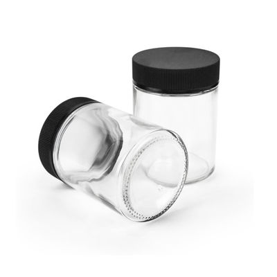 4oz Child Resistant Clear Black Glass Jars 4oz frosted glass candle jar air tight food storage containers
