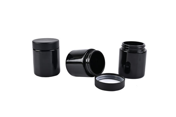 Smooth Flower Packaging Black Uv Glass Jars 3oz Child Proof Airtight Smell Proof