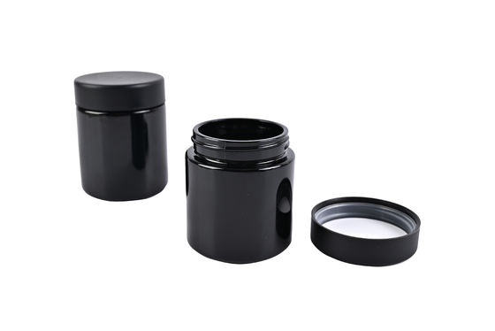 Smooth Flower Packaging Black Uv Glass Jars 3oz Child Proof Airtight Smell Proof