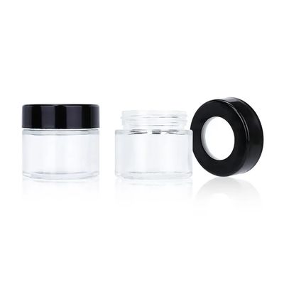 Child Resistant Stash Jar 3.5g Transparent Glass Flower Jar With Magnifying Glass Lid