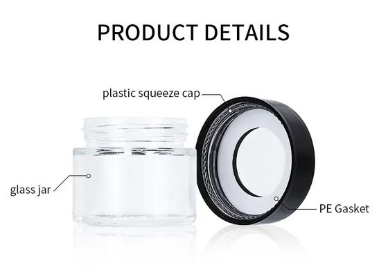 Child Resistant Stash Jar 3.5g Transparent Glass Flower Jar With Magnifying Glass Lid