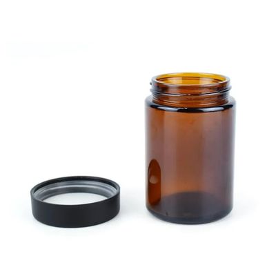 Custom Honey Jars Amber Glass Candle Jars With PP Cap Airtight Screw Cap