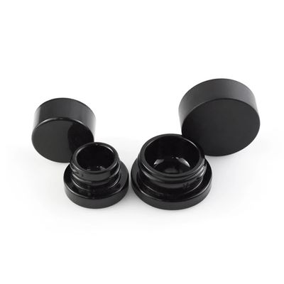 5ml 9ml Child Resistant Cube Square Black Glass Concentrate Jar With Black Plastic Caps