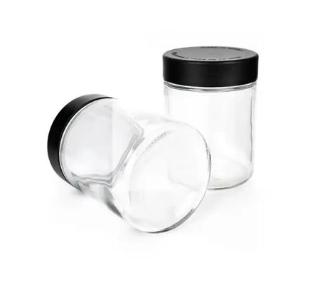 Straight Sided Airtight Clear 10oz 18oz 300ml 500ml Glass Child Resistant Jar with CR L