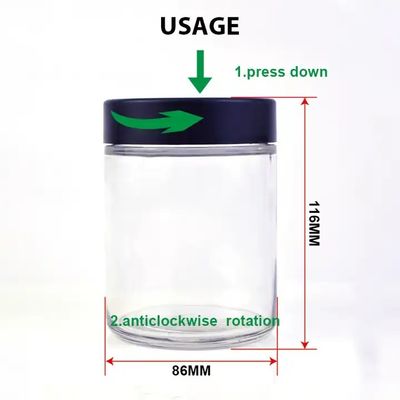 Straight Sided Airtight Clear 10oz 18oz 300ml 500ml Glass Child Resistant Jar with CR L