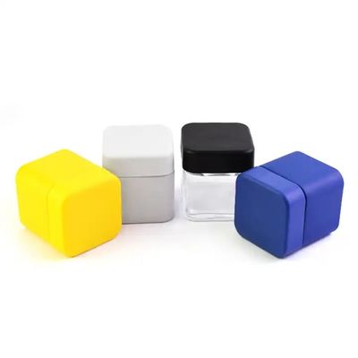 Color Painted Packaging 3oz 4oz Childproof Square Glass Jar with Child Resistant Cap