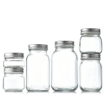 Glass Mason Jar 8oz 240ml Clear Wide Mouth Food Storage Jar For Canning With Lid