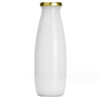 Round Screen Printing Milk Beverage Empty Glass Bottles 200ml 250ml 500ml 1000ml With Cap
