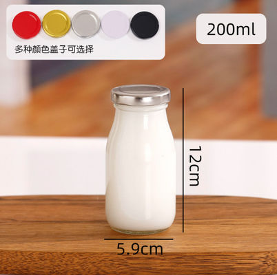 Round Screen Printing Milk Beverage Empty Glass Bottles 200ml 250ml 500ml 1000ml With Cap