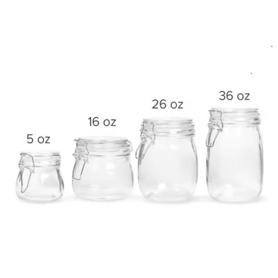 Food Storage Airtight Locking Clip Clear Glass Jar With Lid