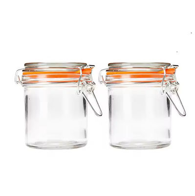 Food Storage Airtight Locking Clip Clear Glass Jar With Lid