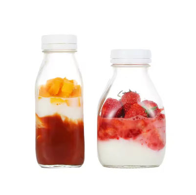 Square 500ML 1000ML Empty Milk Fruit Juice Drink Glass Bottles With White Tamper Proof Cap