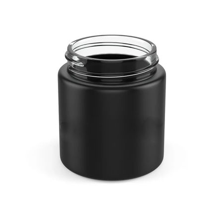 3 oz Glass Jar Child Resistant Matte Black Jar w/ Black Plastic Screw Lid