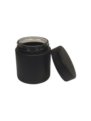 3 oz Glass Jar Child Resistant Matte Black Jar w/ Black Plastic Screw Lid