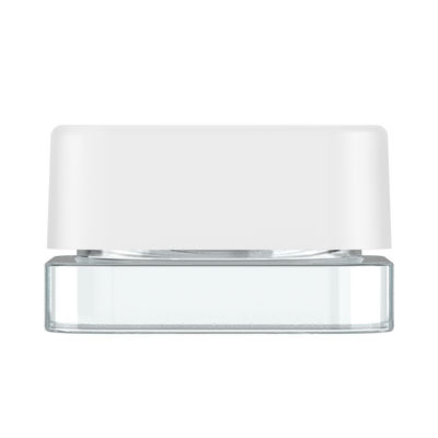 5ml Cube Glass Shoulderless Screw Top Jars w/ Child Resistant Lid (Clear Glass, White Lid)