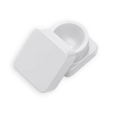 9ml Glass Cube Container Shoulderless Screw Top Jars w/ Child Resistant Lid (White Glass, White Lid)