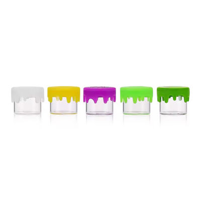 5ml 10ml Mini Silicone Jar Wax Small Glass Container Concentrate Acrylic Storage Glass Jar With Silicone Lids