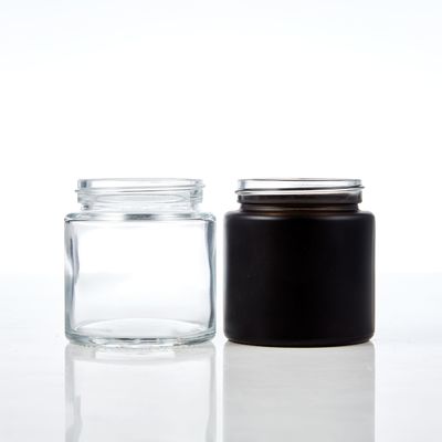 Custom 2oz 3oz 4oz 5oz Child Resistant Matte Black Jar Flower Packaging Glass Jar With Black Plastic Screw Lid