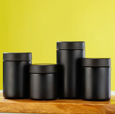 2oz 3oz Matte Black Uv Black Dry Flower Frosted Glass Jar Custom Logo Smell Proof Child Proof Safety Lock Lid