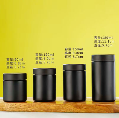 2oz 3oz Matte Black Uv Black Dry Flower Frosted Glass Jar Custom Logo Smell Proof Child Proof Safety Lock Lid