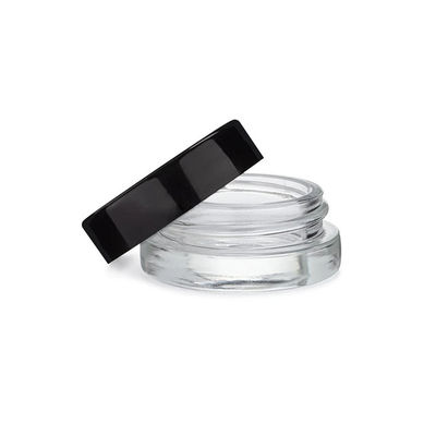 Clear Black Cap Round 7ml Glass Jar Custom
