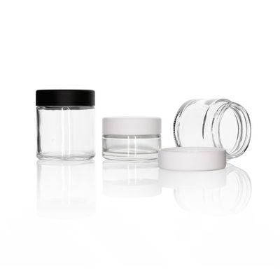 3oz Child Resistant Clear Black Glass Jars Wholesale 3oz Child Resistant wide mouth 3.5g flower jar custom round