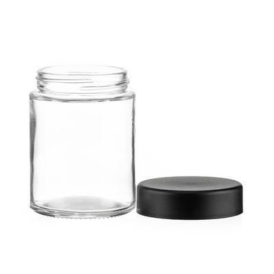 4oz Child Resistant Clear Black Glass Jars 4oz frosted glass candle jar air tight food storage containers