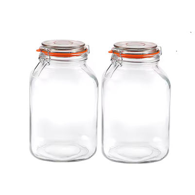 Food Storage Airtight Locking Clip Clear Glass Jar With Lid