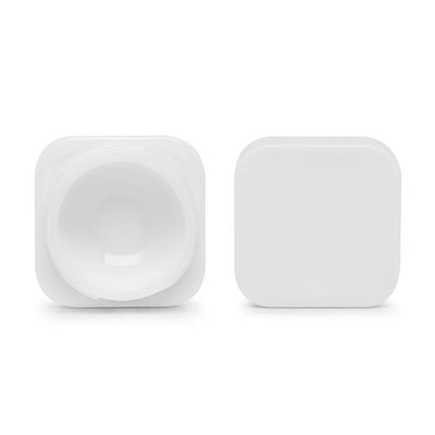 5ml Cube Glass Shoulderless Screw Top Jars w Child Resistant Lid (White Glass, White Lid)