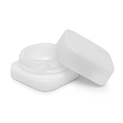 5ml Cube Glass Shoulderless Screw Top Jars w Child Resistant Lid (White Glass, White Lid)
