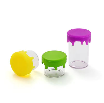 5ml 10ml Mini Silicone Jar Wax Small Glass Container Concentrate Acrylic Storage Glass Jar With Silicone Lids