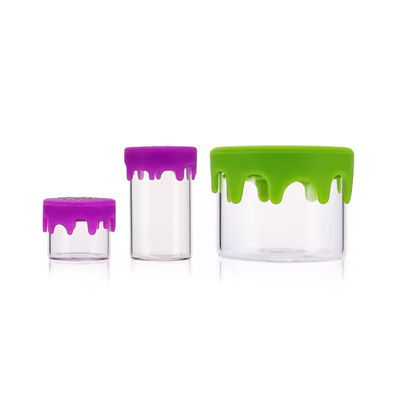 5ml 10ml Mini Silicone Jar Wax Small Glass Container Concentrate Acrylic Storage Glass Jar With Silicone Lids