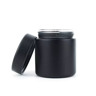 Custom 2oz 3oz 4oz 5oz Child Resistant Matte Black Jar Flower Packaging Glass Jar With Black Plastic Screw Lid