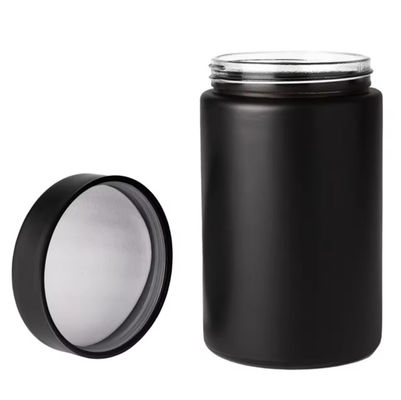 Custom 2oz 3oz 4oz 5oz Child Resistant Matte Black Jar Flower Packaging Glass Jar With Black Plastic Screw Lid